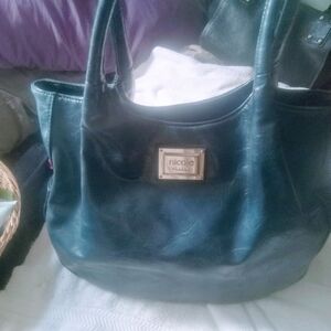 Nicole Blue Leather Tote Bag